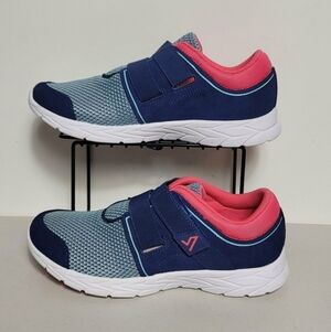 Vionic Women's Size 7.5 Ema Blue Navy Suede Mesh Adjustable Sneakers Shoes